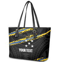 Kings Solomon Islands Football Custom Leather Tote Bag Come On Solomons Polynesian Grunge Style