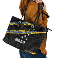 Kings Solomon Islands Football Custom Leather Tote Bag Come On Solomons Polynesian Grunge Style