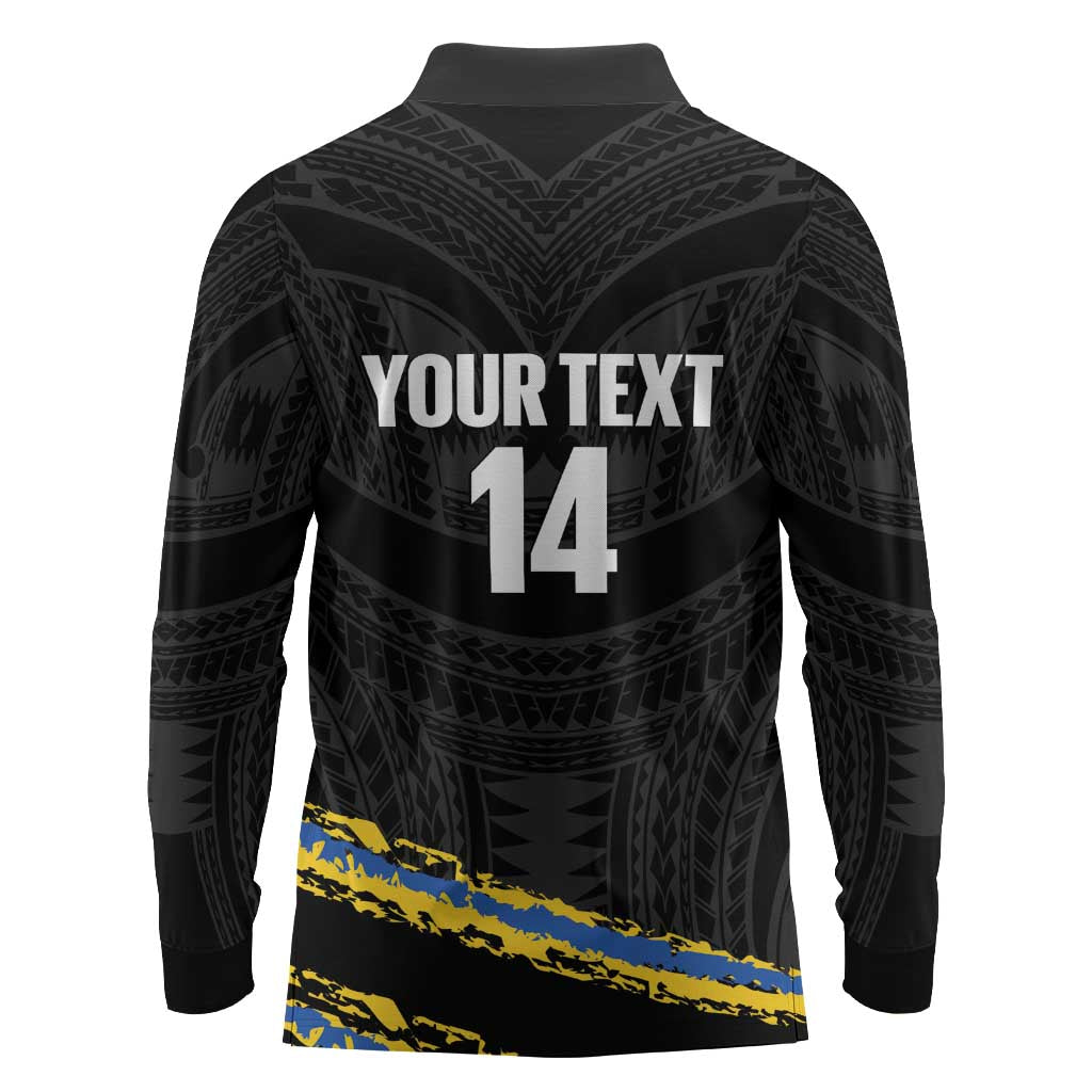 Kings Solomon Islands Football Custom Long Sleeve Polo Shirt Come On Solomons Polynesian Grunge Style LT14 - Polynesian Pride