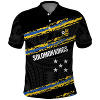 Kings Solomon Islands Football Custom Polo Shirt Come On Solomons Polynesian Grunge Style