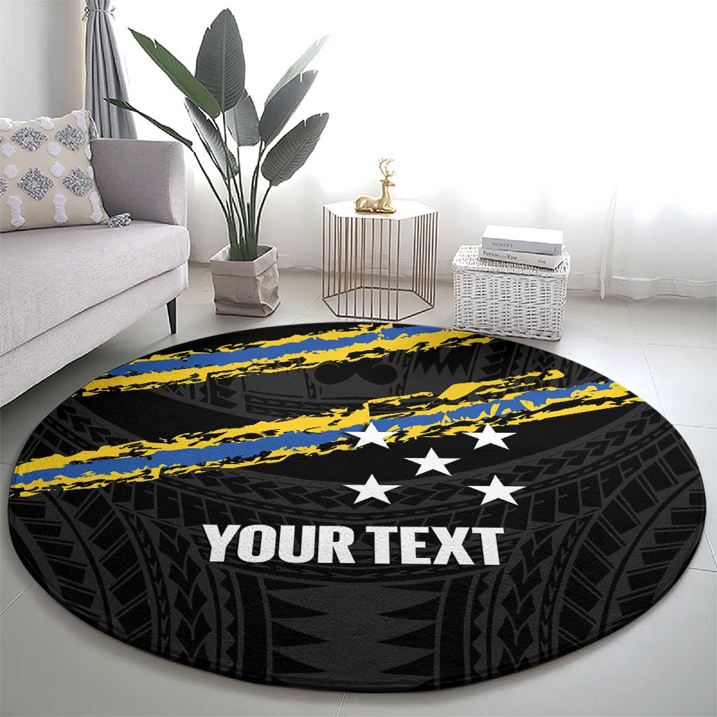 Kings Solomon Islands Football Custom Round Carpet Come On Solomons Polynesian Grunge Style