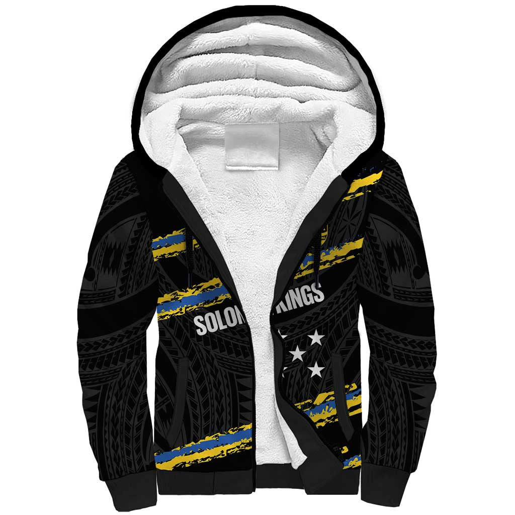 Kings Solomon Islands Football Custom Sherpa Hoodie Come On Solomons Polynesian Grunge Style