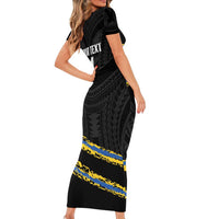Kings Solomon Islands Football Custom Short Sleeve Bodycon Dress Come On Solomons Polynesian Grunge Style LT14 - Polynesian Pride