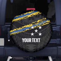 Kings Solomon Islands Football Custom Spare Tire Cover Come On Solomons Polynesian Grunge Style LT14 No hole Black - Polynesian Pride