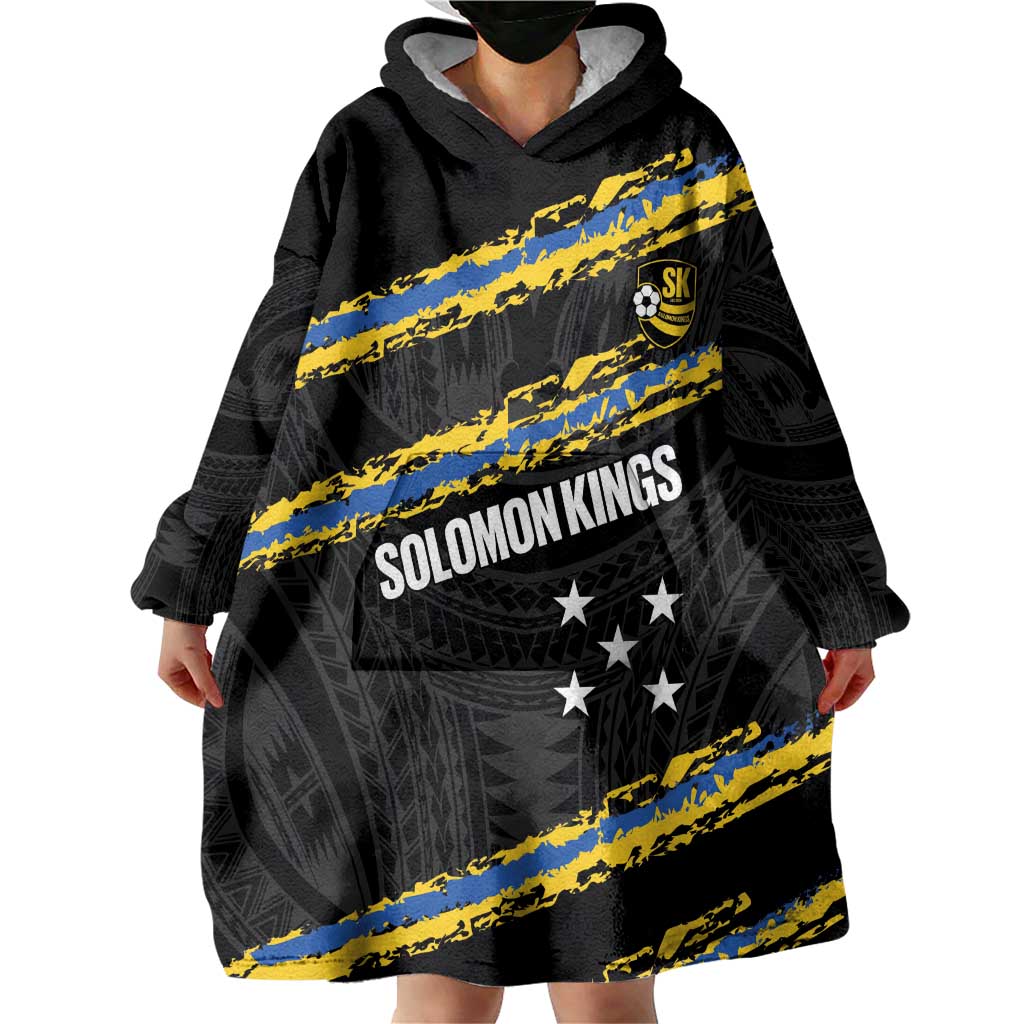 Kings Solomon Islands Football Custom Wearable Blanket Hoodie Come On Solomons Polynesian Grunge Style