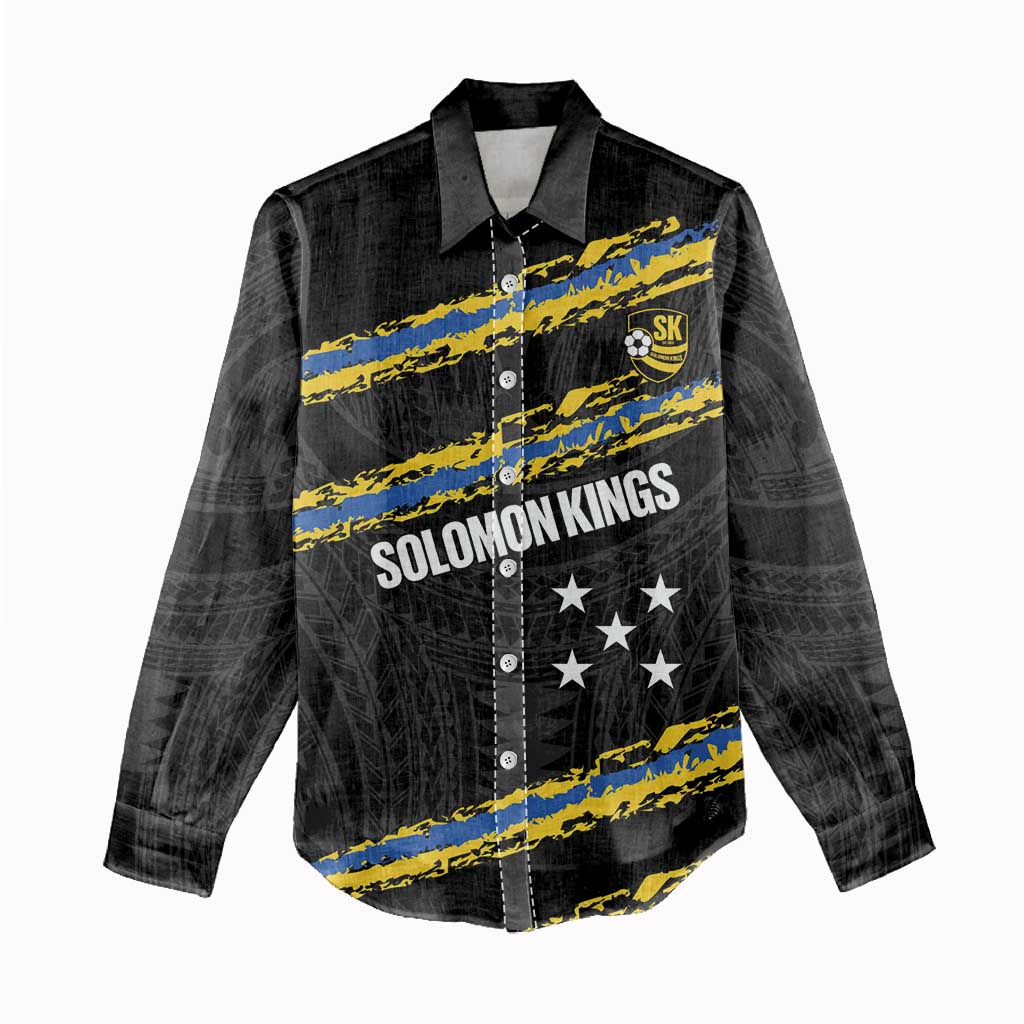 Kings Solomon Islands Football Custom Women Casual Shirt Come On Solomons Polynesian Grunge Style LT14 - Polynesian Pride