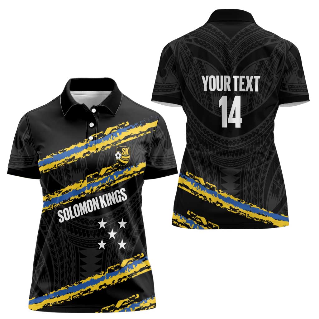 Kings Solomon Islands Football Custom Women Polo Shirt Come On Solomons Polynesian Grunge Style LT14 - Polynesian Pride