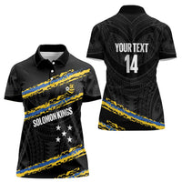 Kings Solomon Islands Football Custom Women Polo Shirt Come On Solomons Polynesian Grunge Style LT14 - Polynesian Pride