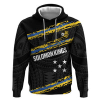 Kings Solomon Islands Football Custom Zip Hoodie Come On Solomons Polynesian Grunge Style