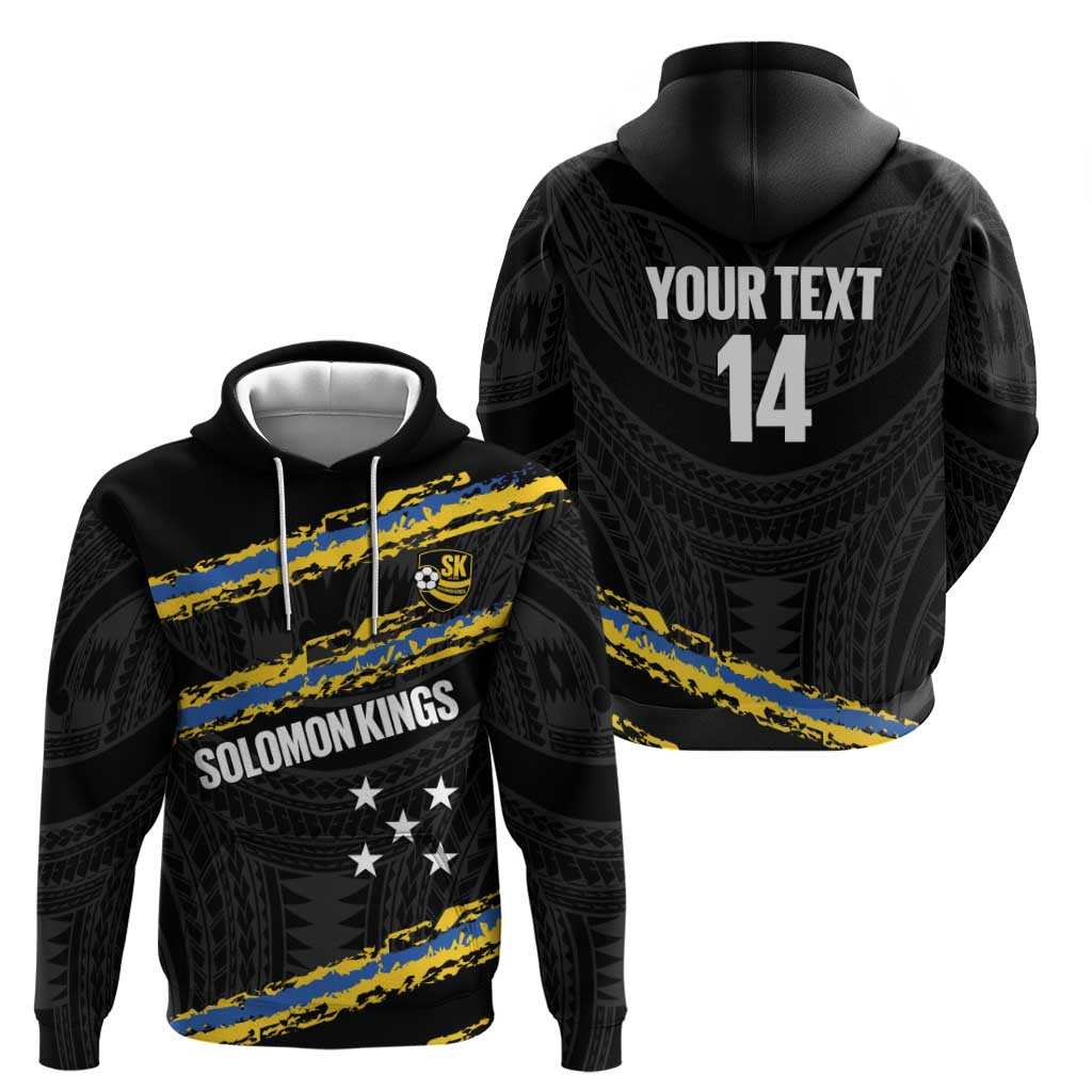 Kings Solomon Islands Football Custom Zip Hoodie Come On Solomons Polynesian Grunge Style