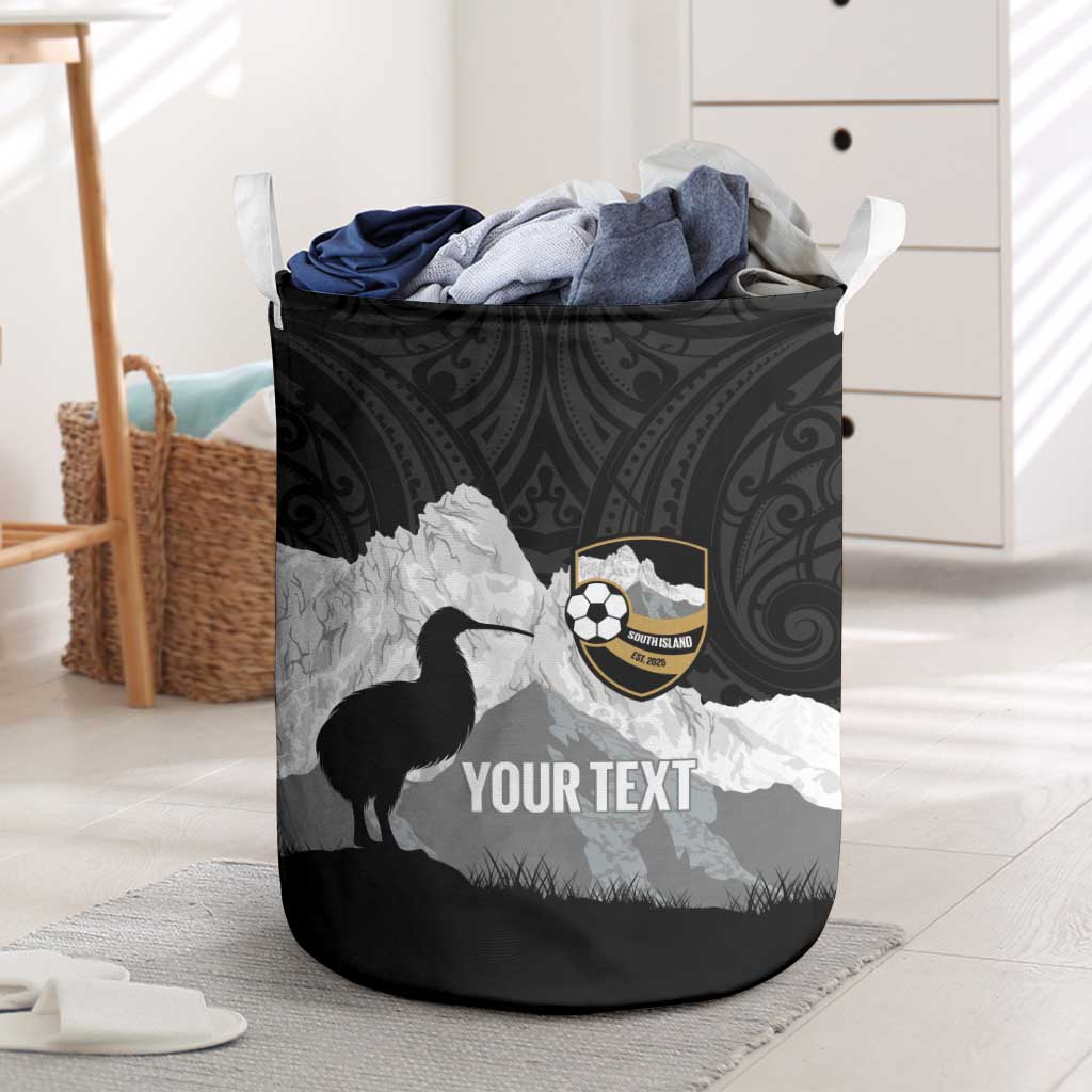 New Zealand South Island Football Custom Laundry Basket Aoraki Mount Cook With Kiwi Maori Pattern