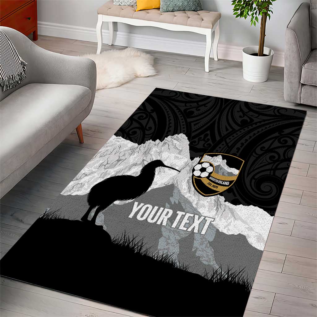 New Zealand South Island Football Custom Area Rug Aoraki Mount Cook With Kiwi Maori Pattern LT14 - Polynesian Pride
