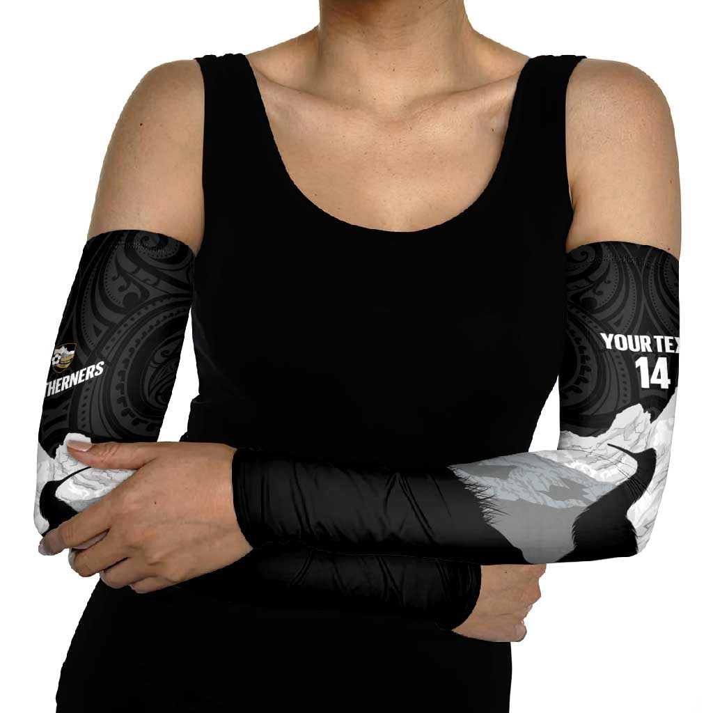 New Zealand South Island Football Custom Arm Sleeves Aoraki Mount Cook With Kiwi Maori Pattern LT14 - Polynesian Pride