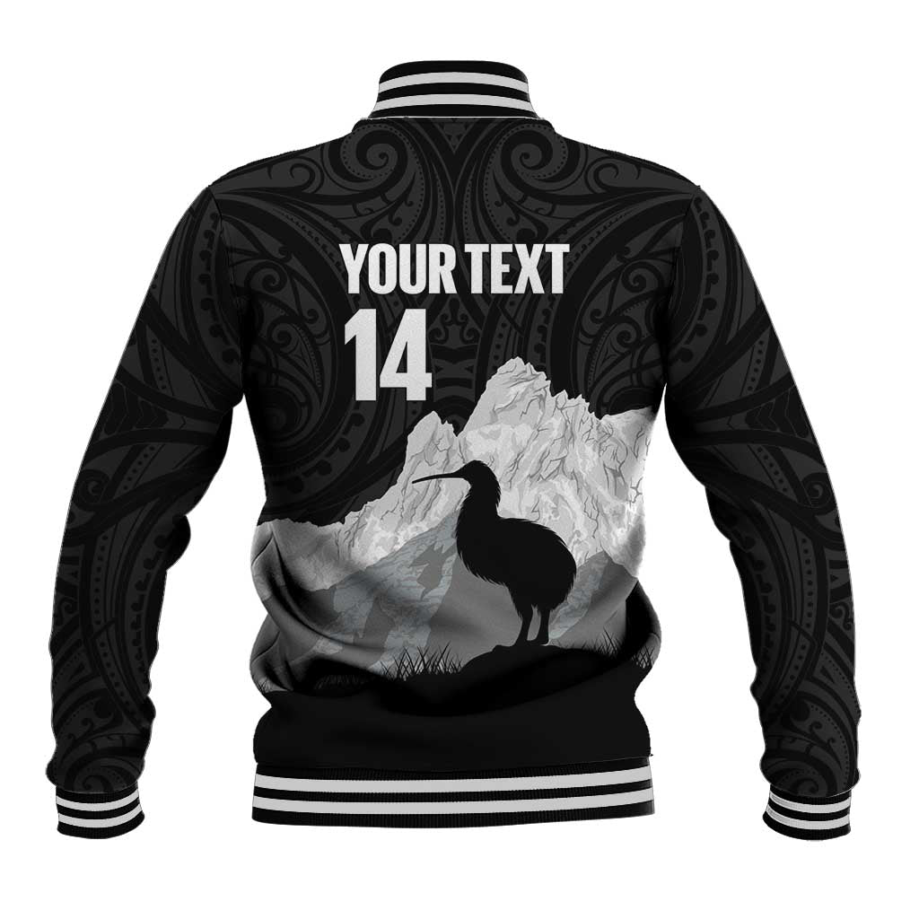 New Zealand South Island Football Custom Baseball Jacket Aoraki Mount Cook With Kiwi Maori Pattern LT14 - Polynesian Pride