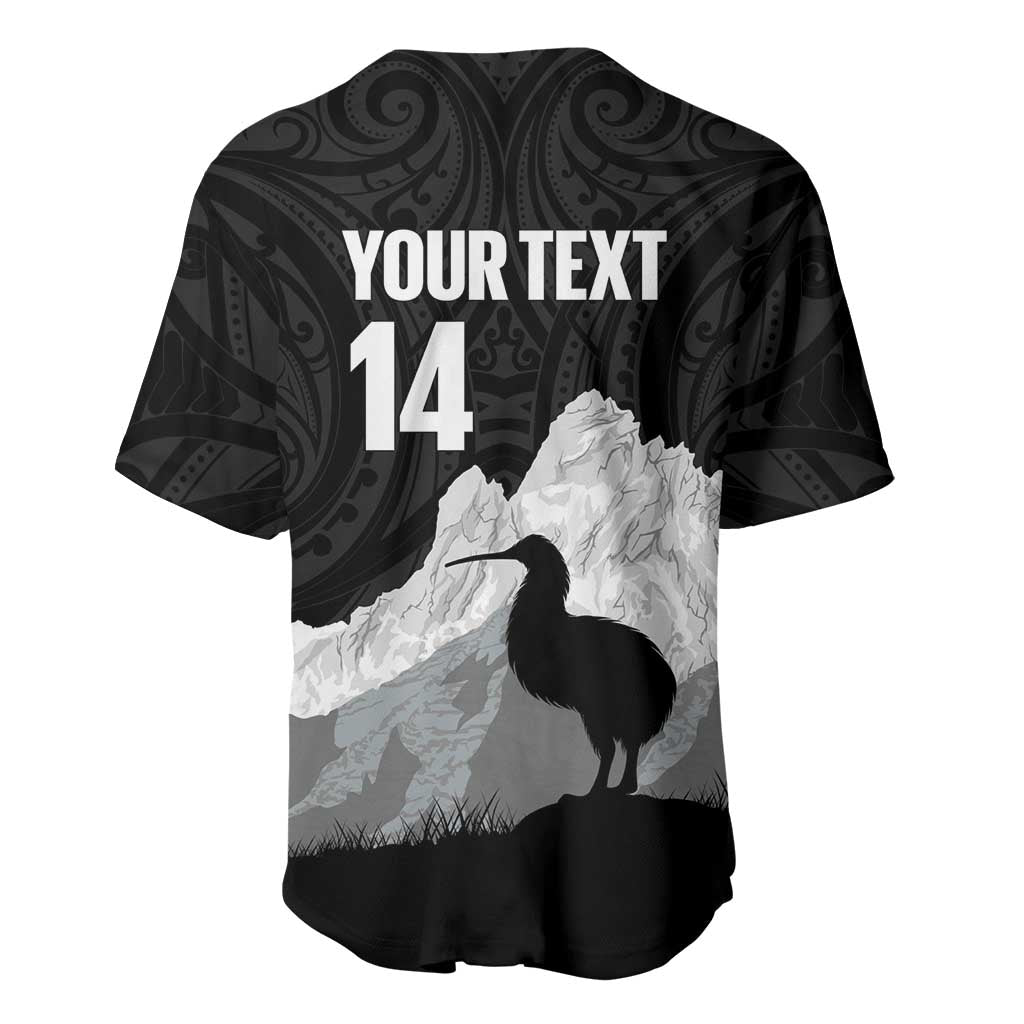 New Zealand South Island Football Custom Baseball Jersey Aoraki Mount Cook With Kiwi Maori Pattern LT14 - Polynesian Pride