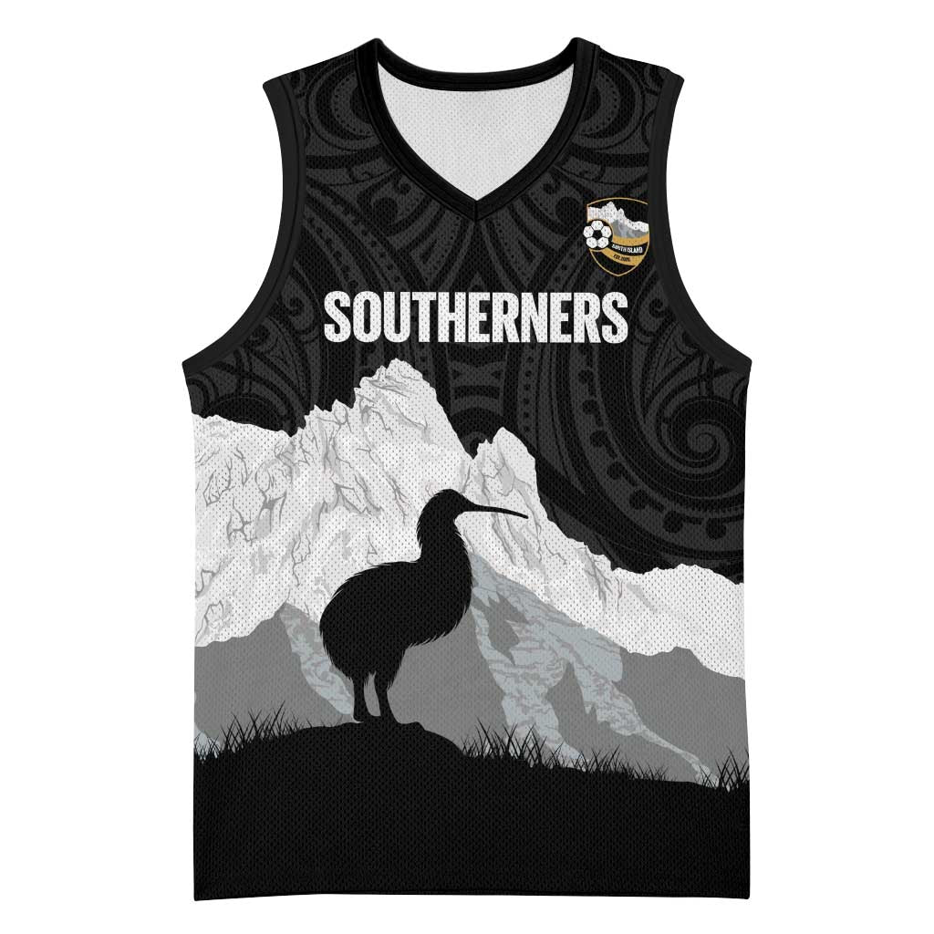 New Zealand South Island Football Custom Basketball Jersey Aoraki Mount Cook With Kiwi Maori Pattern