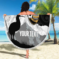New Zealand South Island Football Custom Beach Blanket Aoraki Mount Cook With Kiwi Maori Pattern LT14 - Polynesian Pride