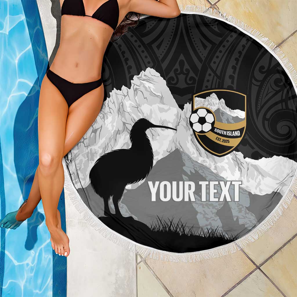 New Zealand South Island Football Custom Beach Blanket Aoraki Mount Cook With Kiwi Maori Pattern LT14 - Polynesian Pride