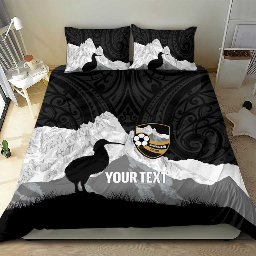New Zealand South Island Football Custom Bedding Set Aoraki Mount Cook With Kiwi Maori Pattern