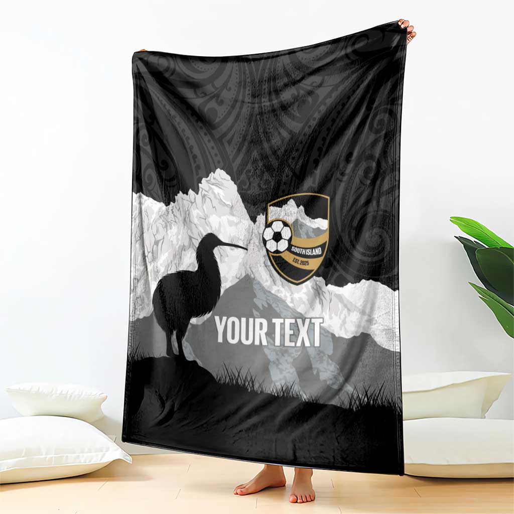 New Zealand South Island Football Custom Blanket Aoraki Mount Cook With Kiwi Maori Pattern LT14 - Polynesian Pride