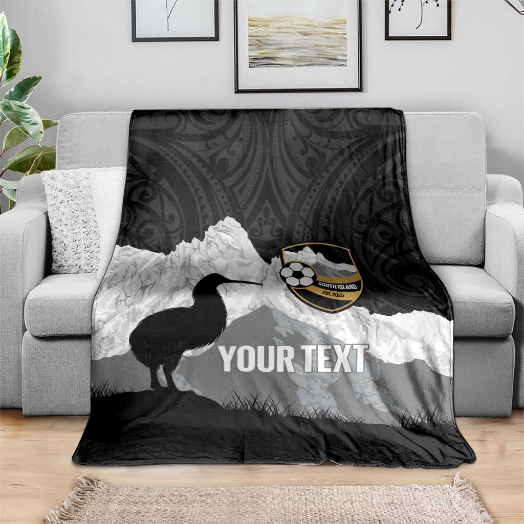 New Zealand South Island Football Custom Blanket Aoraki Mount Cook With Kiwi Maori Pattern LT14 - Polynesian Pride