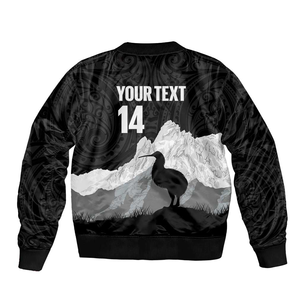New Zealand South Island Football Custom Bomber Jacket Aoraki Mount Cook With Kiwi Maori Pattern LT14 - Polynesian Pride