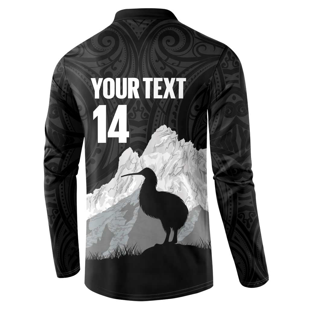 New Zealand South Island Football Custom Button Sweatshirt Aoraki Mount Cook With Kiwi Maori Pattern LT14 - Polynesian Pride
