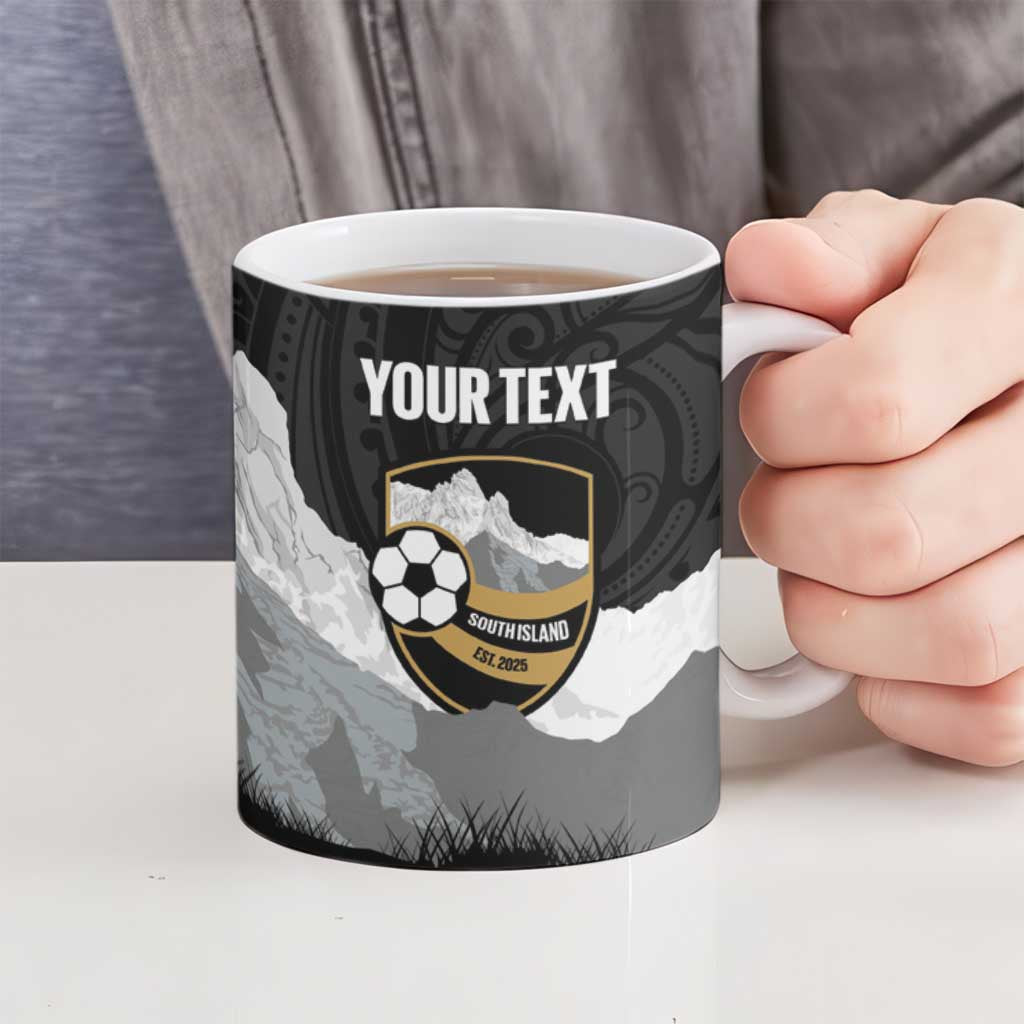 New Zealand South Island Football Custom Ceramic Mug Aoraki Mount Cook With Kiwi Maori Pattern LT14 - Polynesian Pride