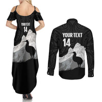 New Zealand South Island Football Custom Couples Matching Summer Maxi Dress and Long Sleeve Button Shirt Aoraki Mount Cook With Kiwi Maori Pattern LT14 - Polynesian Pride