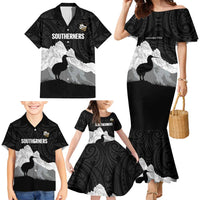New Zealand South Island Football Custom Family Matching Mermaid Dress and Hawaiian Shirt Aoraki Mount Cook With Kiwi Maori Pattern LT14 - Polynesian Pride