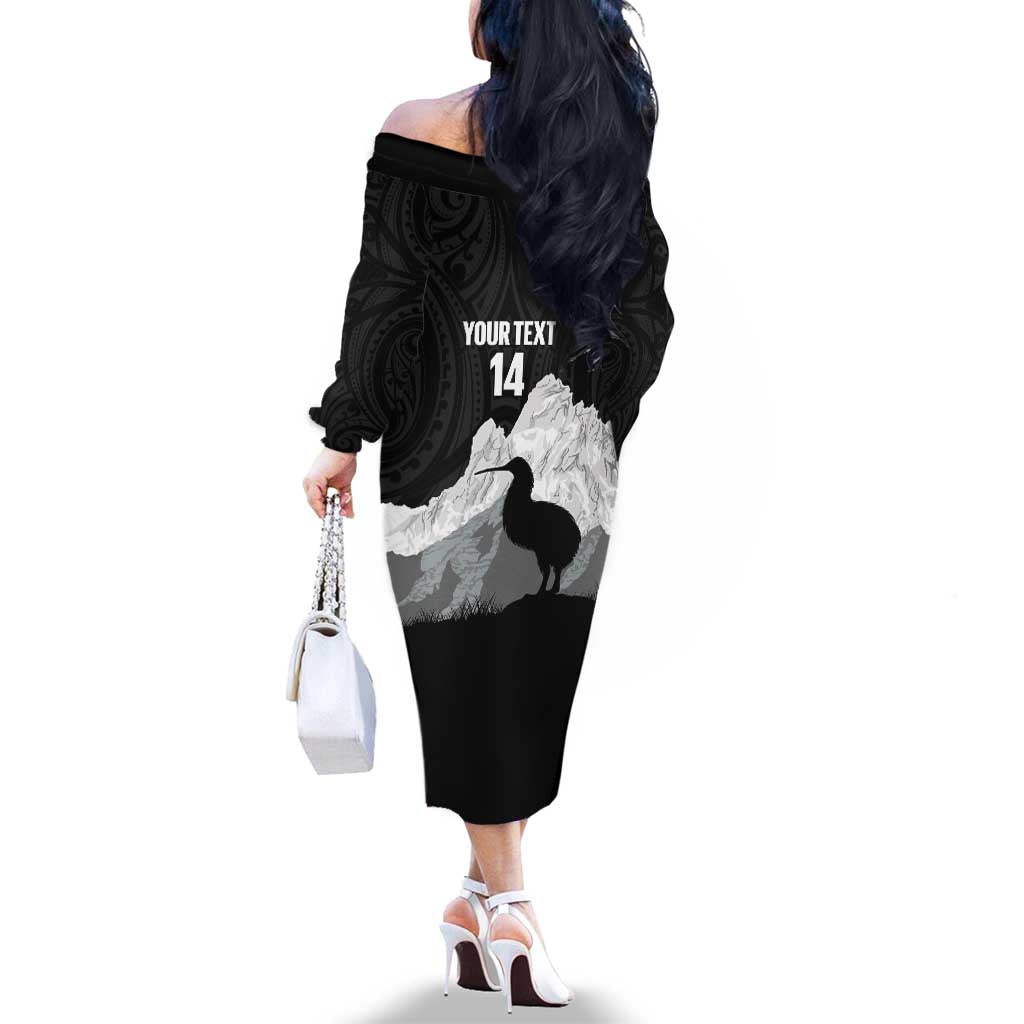 New Zealand South Island Football Custom Family Matching Off The Shoulder Long Sleeve Dress and Hawaiian Shirt Aoraki Mount Cook With Kiwi Maori Pattern LT14 - Polynesian Pride