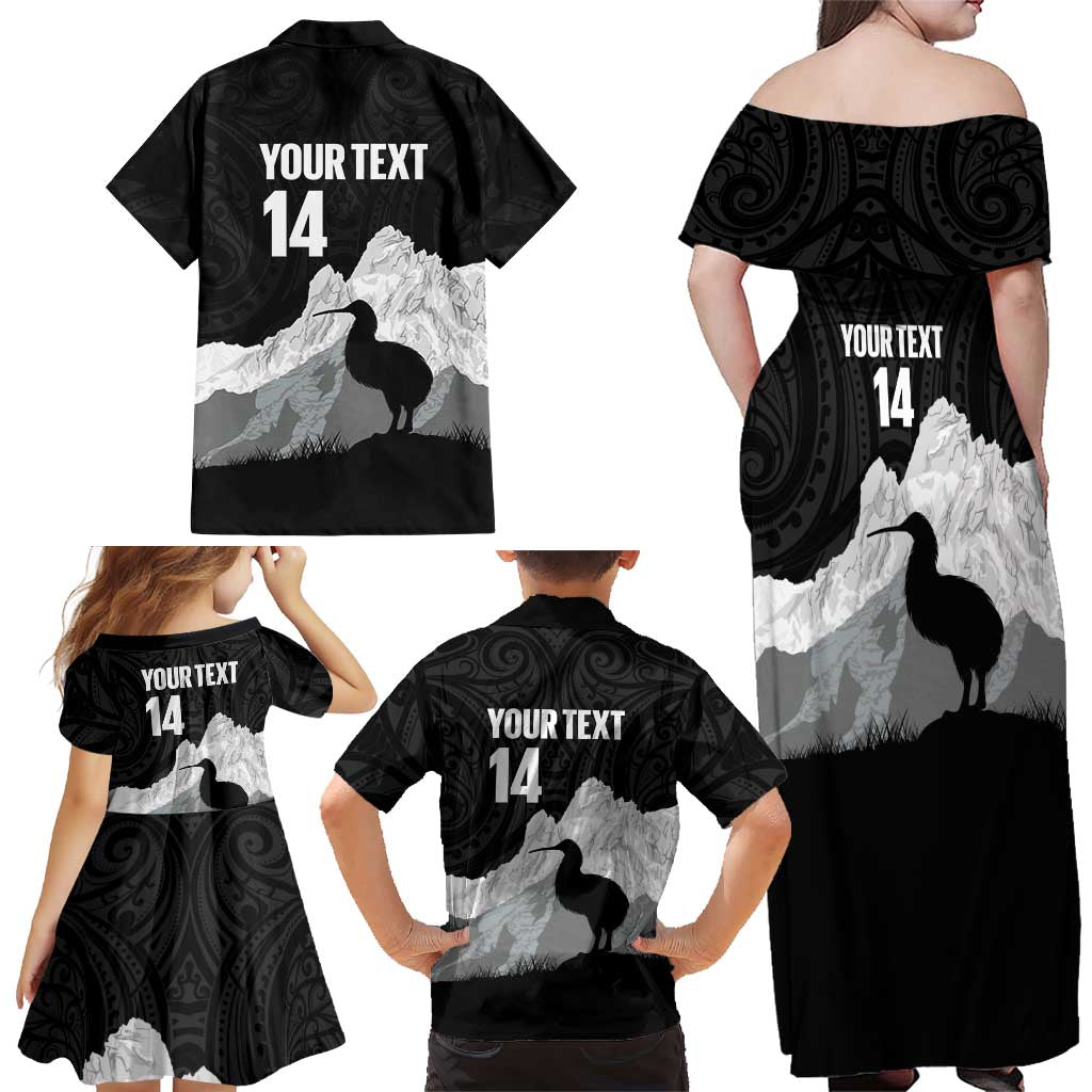 New Zealand South Island Football Custom Family Matching Off Shoulder Maxi Dress and Hawaiian Shirt Aoraki Mount Cook With Kiwi Maori Pattern LT14 - Polynesian Pride