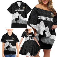 New Zealand South Island Football Custom Family Matching Off Shoulder Short Dress and Hawaiian Shirt Aoraki Mount Cook With Kiwi Maori Pattern LT14 - Polynesian Pride