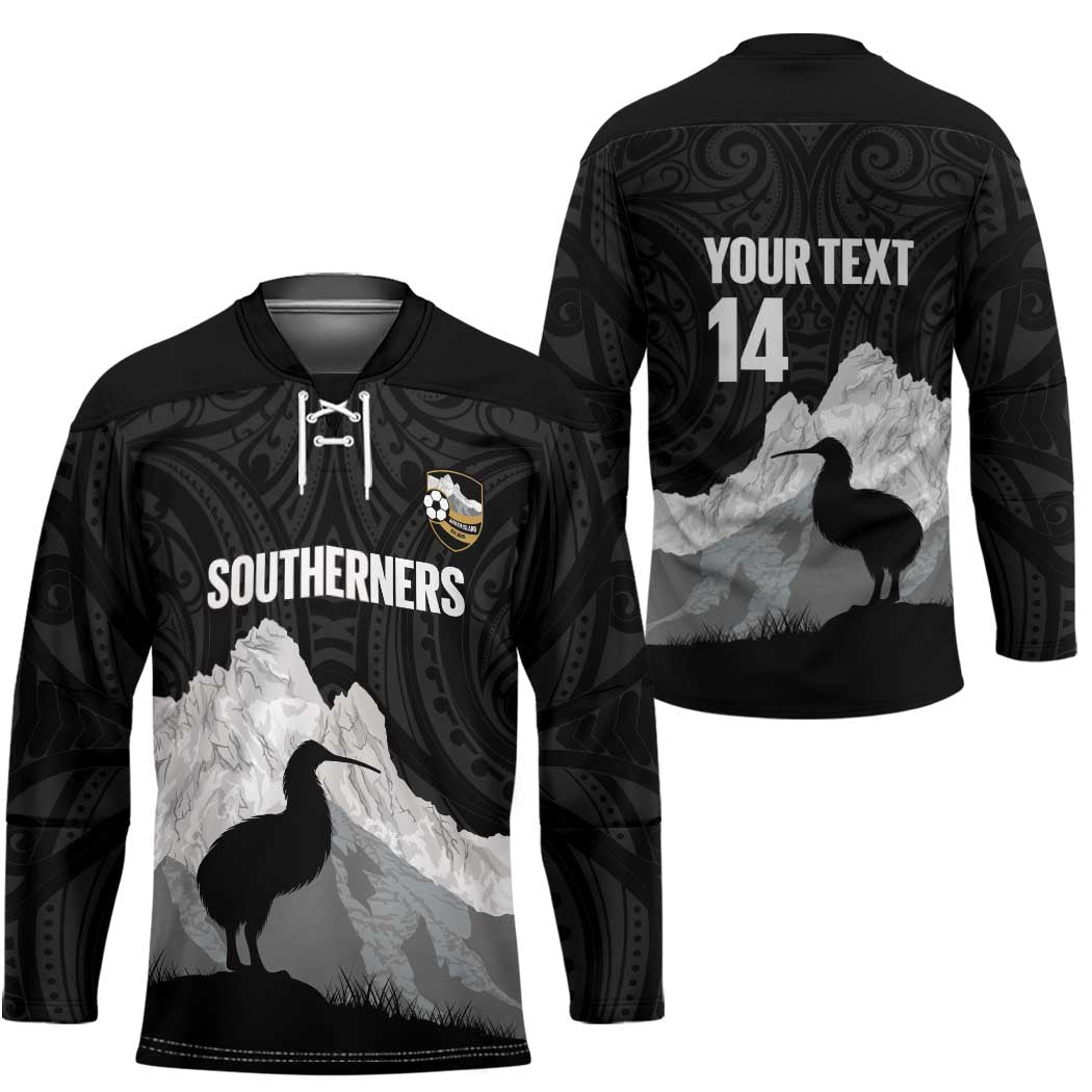 New Zealand South Island Football Custom Hockey Jersey Aoraki Mount Cook With Kiwi Maori Pattern