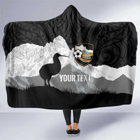 New Zealand South Island Football Custom Hooded Blanket Aoraki Mount Cook With Kiwi Maori Pattern LT14 One Size Black - Polynesian Pride