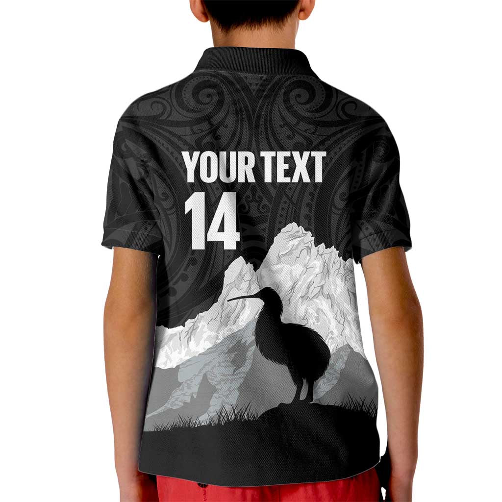 New Zealand South Island Football Custom Kid Polo Shirt Aoraki Mount Cook With Kiwi Maori Pattern