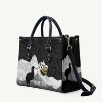 New Zealand South Island Football Custom Leather Bag Aoraki Mount Cook With Kiwi Maori Pattern LT14 Black - Polynesian Pride