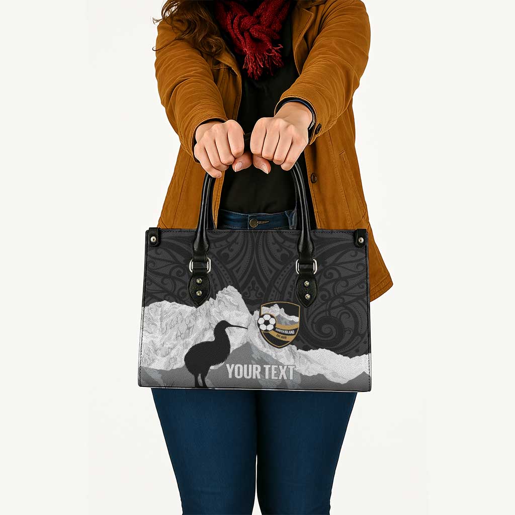 New Zealand South Island Football Custom Leather Bag Aoraki Mount Cook With Kiwi Maori Pattern LT14 - Polynesian Pride