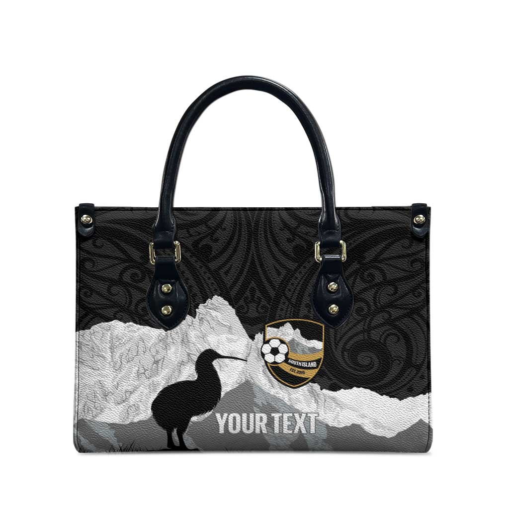 New Zealand South Island Football Custom Leather Bag Aoraki Mount Cook With Kiwi Maori Pattern LT14 - Polynesian Pride