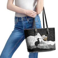 New Zealand South Island Football Custom Leather Tote Bag Aoraki Mount Cook With Kiwi Maori Pattern