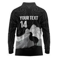 New Zealand South Island Football Custom Long Sleeve Polo Shirt Aoraki Mount Cook With Kiwi Maori Pattern