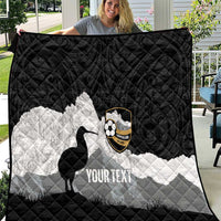 New Zealand South Island Football Custom Quilt Aoraki Mount Cook With Kiwi Maori Pattern LT14 Black - Polynesian Pride