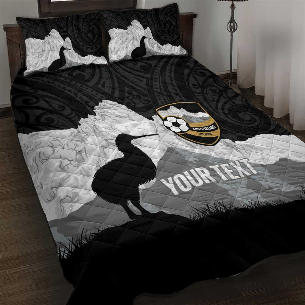 New Zealand South Island Football Custom Quilt Bed Set Aoraki Mount Cook With Kiwi Maori Pattern