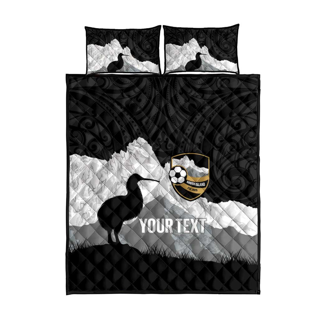 New Zealand South Island Football Custom Quilt Bed Set Aoraki Mount Cook With Kiwi Maori Pattern