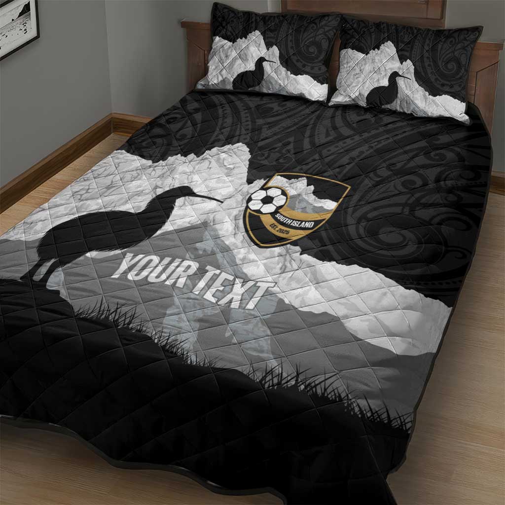 New Zealand South Island Football Custom Quilt Bed Set Aoraki Mount Cook With Kiwi Maori Pattern