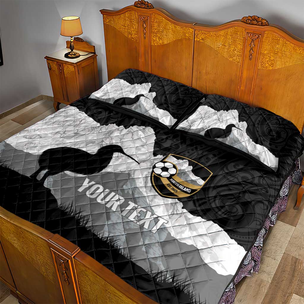 New Zealand South Island Football Custom Quilt Bed Set Aoraki Mount Cook With Kiwi Maori Pattern