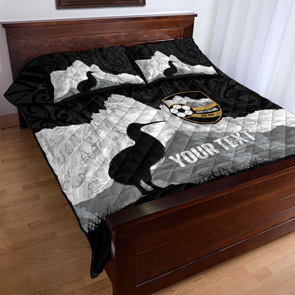 New Zealand South Island Football Custom Quilt Bed Set Aoraki Mount Cook With Kiwi Maori Pattern