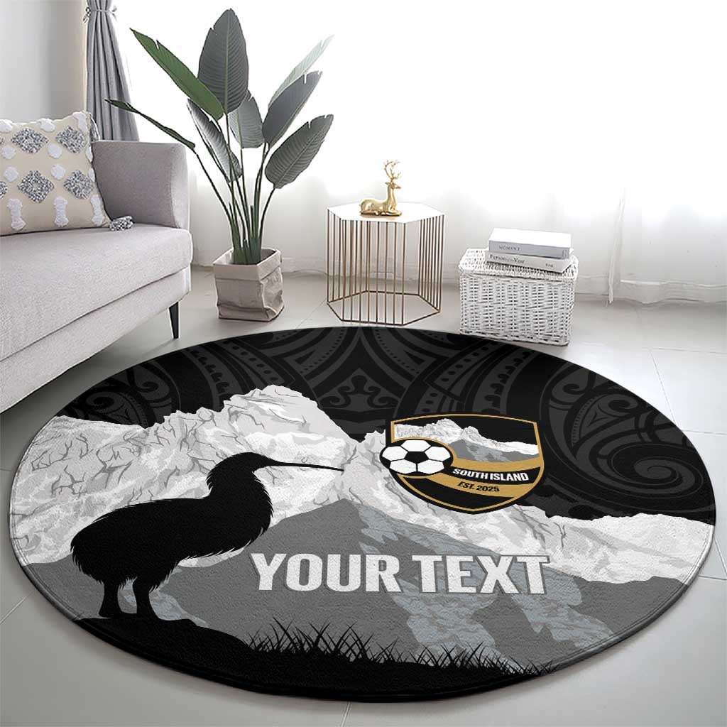 New Zealand South Island Football Custom Round Carpet Aoraki Mount Cook With Kiwi Maori Pattern LT14 - Polynesian Pride