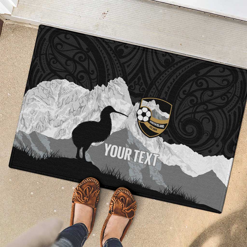 New Zealand South Island Football Custom Rubber Doormat Aoraki Mount Cook With Kiwi Maori Pattern LT14 - Polynesian Pride