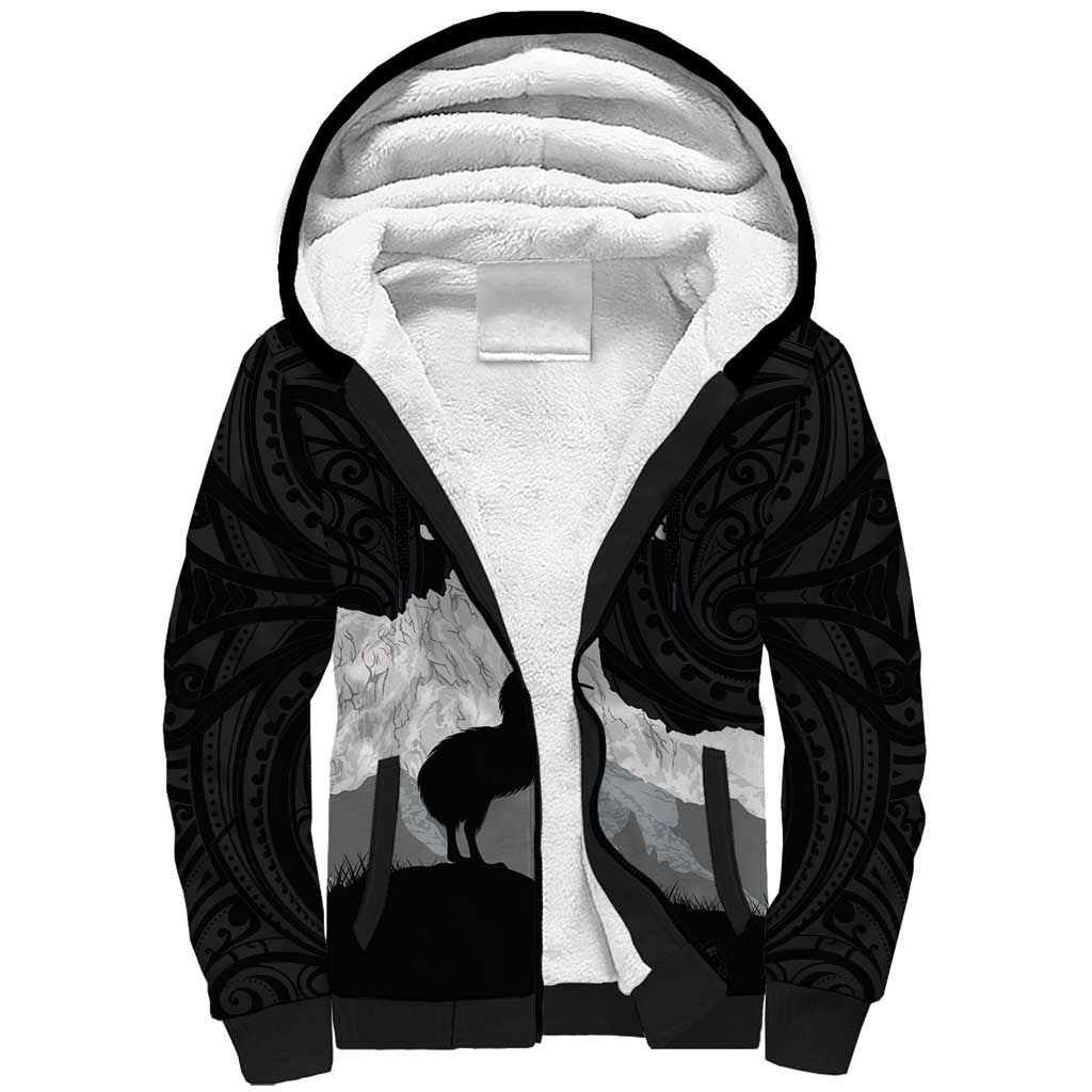 New Zealand South Island Football Custom Sherpa Hoodie Aoraki Mount Cook With Kiwi Maori Pattern